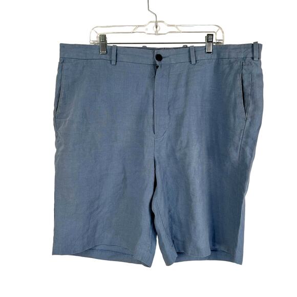 Linen Shorts Nordstrom Baird Mcnutt Irish Linen Blue Flat Front - Picture 1 of 7